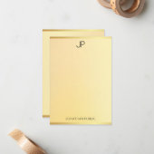 Monogram Modern Eenvoudig Goud Kijk Elegante Sjabl Notitiekaartje (Voorkant / Achterkant in situ)