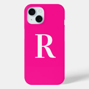 Monogram Modern Eenvoudig Heet Roze iPhone 15 Case
