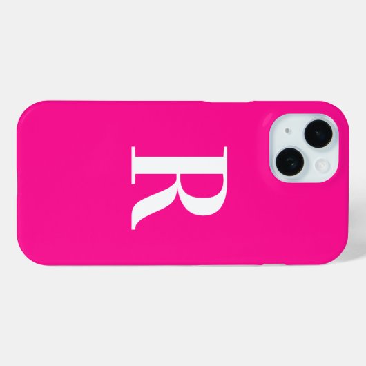 Monogram Modern Eenvoudig Heet Roze Case-Mate iPhone Case (Achterkant (horizontaal))