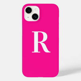 Monogram Modern Eenvoudig Heet Roze iPhone 15 Case