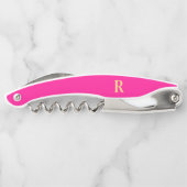 Monogram Modern Eenvoudig Heet Roze Kurkentrekker (Achterkant)