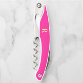 Monogram Modern Eenvoudig Heet Roze Kurkentrekker (Voorkant)