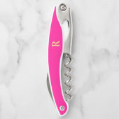 Monogram Modern Eenvoudig Heet Roze Kurkentrekker (Achterkant)
