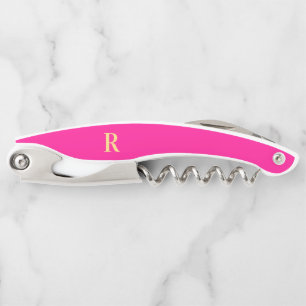 Monogram Modern Eenvoudig Heet Roze Kurkentrekker