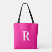 Monogram Modern Eenvoudig Heet Roze Tote Bag (Achterkant)