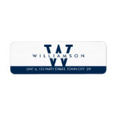 MONOGRAM modern eenvoudig initiaal naam donker mar Etiket (Voorkant)