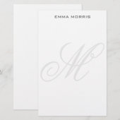 Monogram Modern Eenvoudig Minimalistisch Eenvoudig Briefpapier (Voorkant / Achterkant)