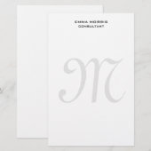 Monogram Modern Eenvoudig Minimalistisch Eenvoudig Briefpapier (Voorkant / Achterkant)