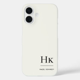 Monogram Modern Eenvoudig Monogram Ivoor Wit iPhone 16 Hoesje