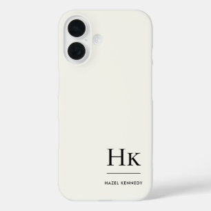 Monogram Modern Eenvoudig Monogram Ivoor Wit iPhone 16 Hoesje