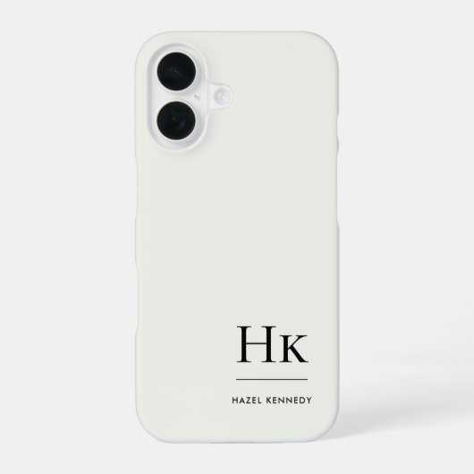 Monogram Modern Eenvoudig Monogram Ivoor Wit iPhone 16 Hoesje (Achterkant)