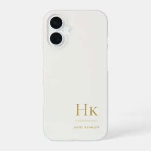 Monogram Modern Eenvoudig Monogram Ivoorgoud iPhone 16 Hoesje
