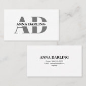 Monogram Modern Eenvoudig Print Visitekaartje (Voorkant / Achterkant)