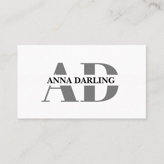 Monogram Modern Eenvoudig Print Visitekaartje (Voorkant)