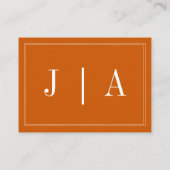 Monogram Modern Eenvoudig Verbrand Sinaasappel Wit Informatiekaartje (Achterkant)