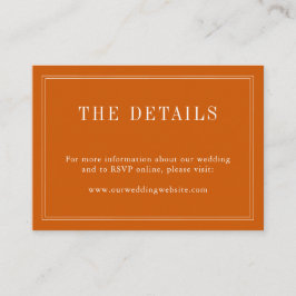 Monogram Modern Eenvoudig Verbrand Sinaasappel Wit Informatiekaartje
