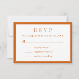 Monogram Modern Eenvoudig Verbrand Sinaasappel Wit RSVP Kaartje
