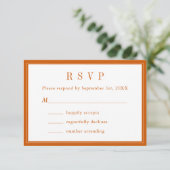 Monogram Modern Eenvoudig Verbrand Sinaasappel Wit RSVP Kaartje (Staand voorkant)