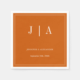 Monogram Modern Eenvoudig Verbrand Sinaasappel Wit Servet