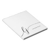 Monogram Modern Eenvoudig Vrouwelijk Zwart Wit Notitieblok (Schuin)