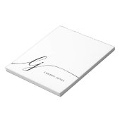 Monogram Modern Eenvoudig Vrouwelijk Zwart Wit Notitieblok (Linkerzijde)