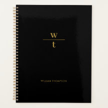 Monogram Modern Elegant Black Gold