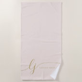 Monogram Modern Elegant Blush Pink Gold Script Strandlaken (Voorkant)