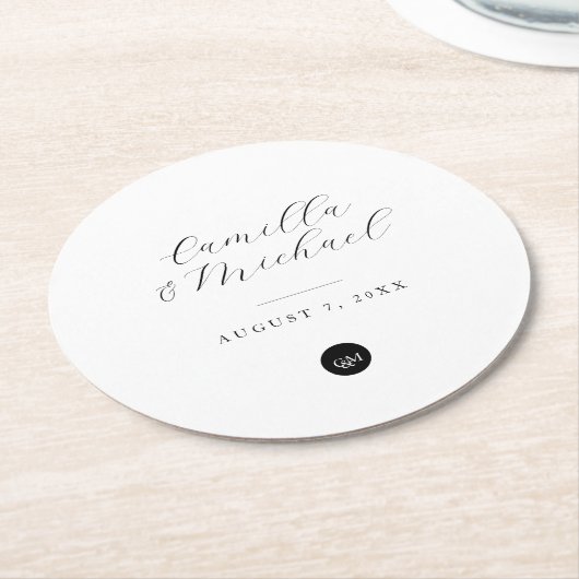 Monogram Modern Elegant Bruiloft Onderzetters (Gebogen)