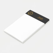 Monogram Modern Elegant Chic Gold Zwart Stijlvol Post-it® Notes (Schuin)