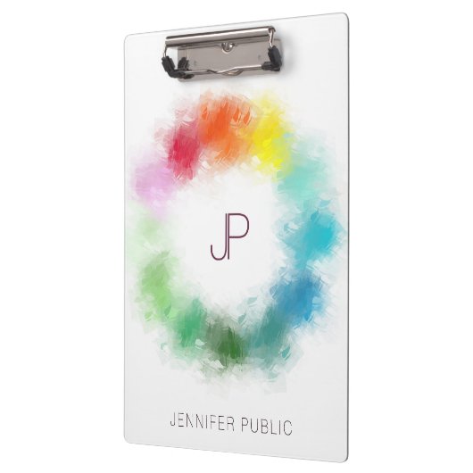 Monogram Modern Elegant Colorful Personalized Klembord (Links)