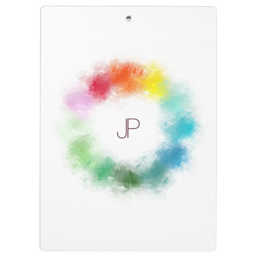 Monogram Modern Elegant Colorful Personalized Klembord (Achterkant)