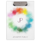 Monogram Modern Elegant Colorful Personalized Klembord (Voorkant)