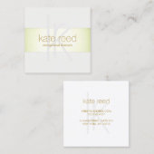 Monogram Modern Elegant Faux Lime Green Folie Vierkante Visitekaartje (Voorkant / Achterkant)