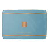 Monogram modern elegant glitter blauw en goud badmat (Voorkant)