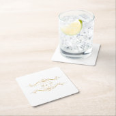 Monogram Modern Elegant Gold Swirl Wedding Kartonnen Onderzetters (Insitu)