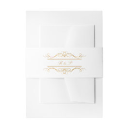 Monogram Modern Elegant Gold Swirl Wedding Uitnodigingen Wikkel