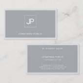 Monogram Modern Elegant Grey Simple Plain Trendy Visitekaartje (Voorkant / Achterkant)