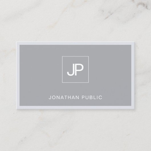 Monogram Modern Elegant Grey Simple Plain Trendy Visitekaartje (Voorkant)