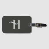 Monogram Modern Elegant Groen Olijf Kleur Initiaal Bagagelabel (Voorkant (horizontaal))