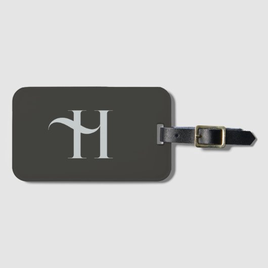 Monogram Modern Elegant Groen Olijf Kleur Initiaal Bagagelabel (Voorkant (horizontaal))