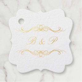 Monogram Modern Elegant Hearts Swirl Wedding Gold Bedankjes Labels
