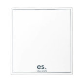 Monogram Modern Elegant Minimal Blue en White Notitieblok (Voorkant)