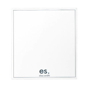 Monogram Modern Elegant Minimal Blue en White Notitieblok