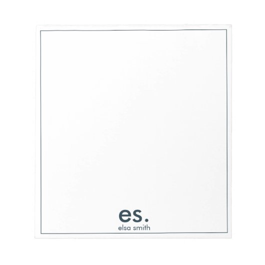 Monogram Modern Elegant Minimal Blue en White Notitieblok (Voorkant)