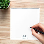 Monogram Modern Elegant Minimal Blue en White Notitieblok<br><div class="desc">Monogram Modern Elegant Minimal Blue en White Notitieblok</div>