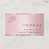 Monogram Modern Elegant Roos Gold Premium Silk Visitekaartje (Achterkant)