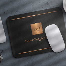Monogram modern elegant script: goud zwarte zwarte muismat