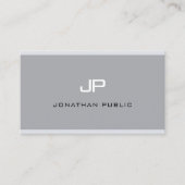 Monogram Modern Elegant Simple Grey Professional Visitekaartje (Voorkant)