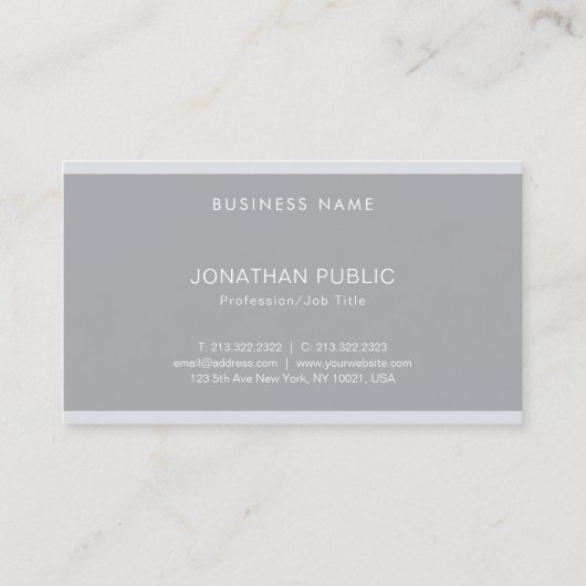 Monogram Modern Elegant Simple Grey Professional Visitekaartje (Achterkant)