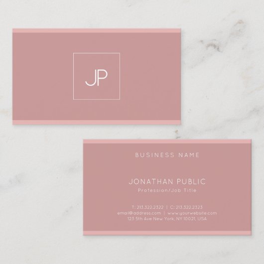 Monogram Modern Elegant Simple Professional Plain Visitekaartje (Voorkant / Achterkant)